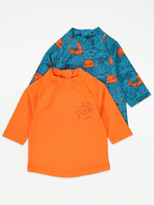 Orange Underwater Animal Swim Rash Vests 2 Pack Kids at ASDA