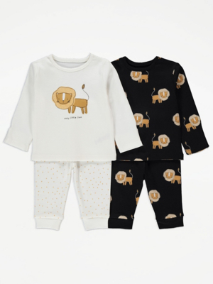 Cosy Little Lion Long Sleeve Pyjamas 2 Pack Baby at ASDA
