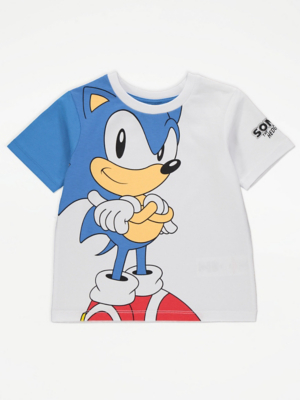 Sonic The Hedgehog White Graphic T-Shirt Kids George at ASDA
