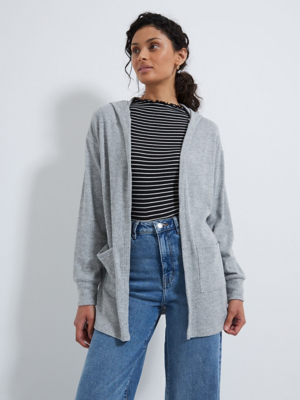 Grey Ribbed Soft Touch Hooded Cardigan | Women | George at ASDA