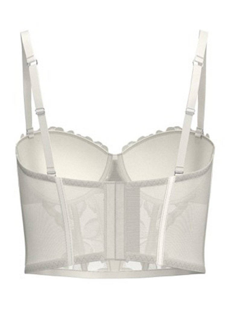 Entice White Bridal Embroidered Bustier Longline Bra