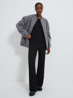 Black Textured Wide Leg Trousers | Women | George at ASDA
