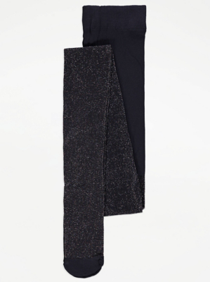 Navy Shimmer Tights Kids at ASDA