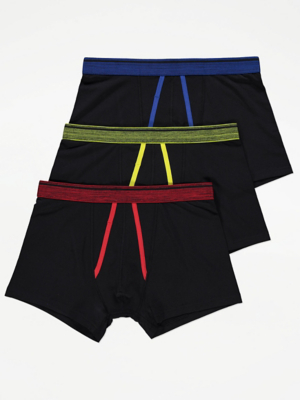 Black AFront Trunks 3 Pack Men at ASDA