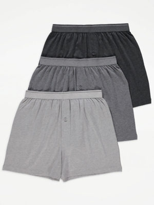 Grey Loose Fit Boxers 3 Pack Men at ASDA