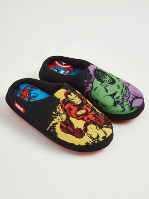 Marvel Black Mule Slippers Kids at ASDA