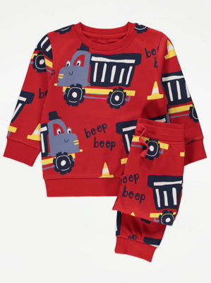 Red Truck Sweatshirt and Joggers Outfit Kids at ASDA