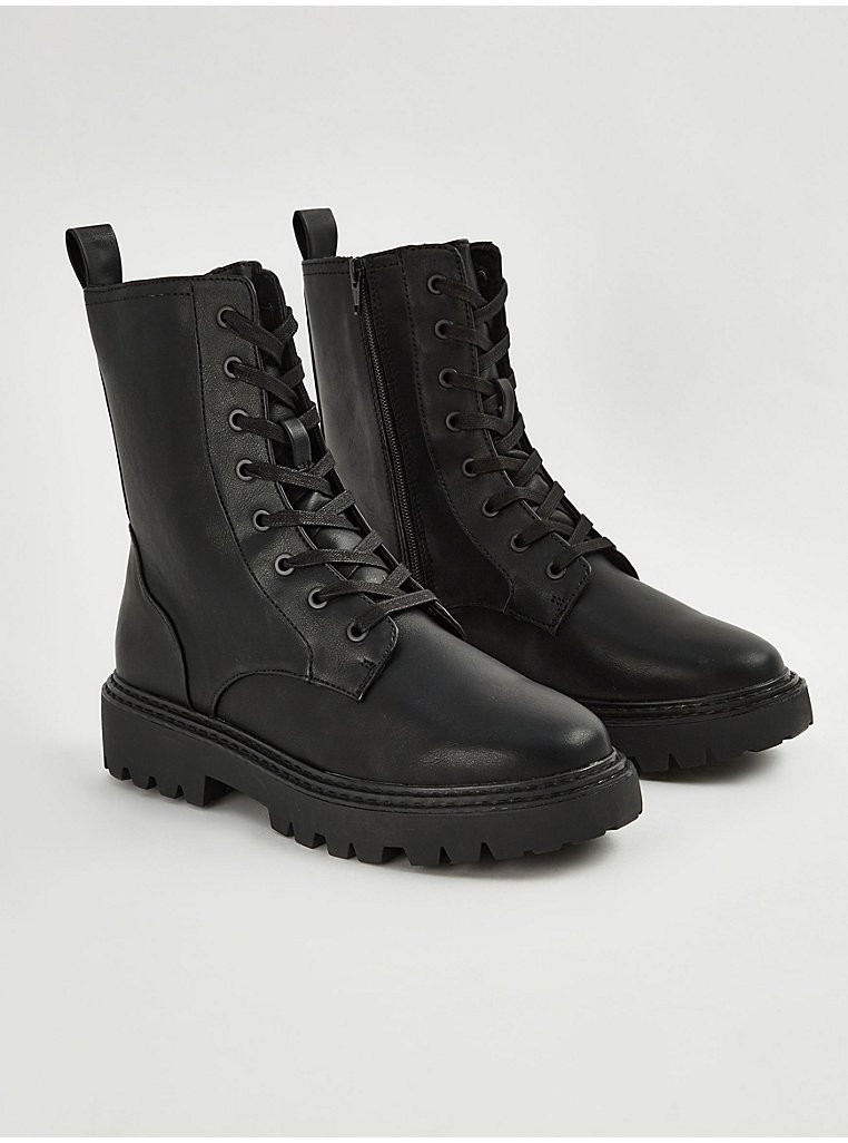 Black Chunky Lace Up Boots | Women | George at ASDA