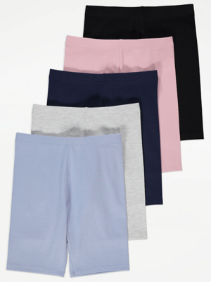 Plain Cycling Shorts 5 Pack Kids at ASDA