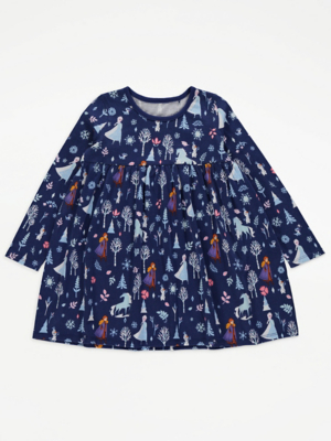 Disney Frozen Navy Long Sleeve Jersey Dress Kids at ASDA