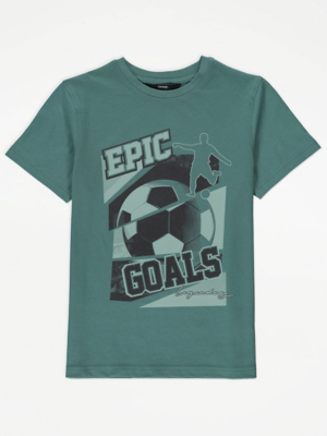 Teal Epic Goals Football TShirt Kids at ASDA