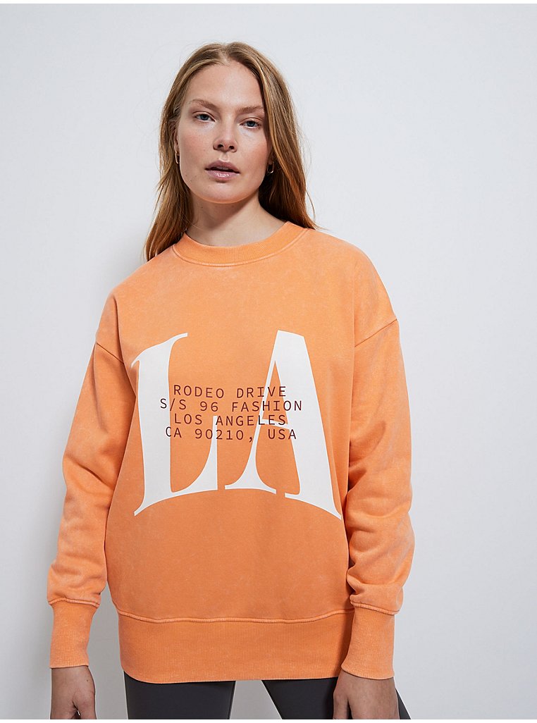 IetpShops, logo crew-neck sweatshirt Orange, Women's Clothing
