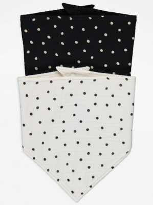 Spotty Cheesecloth Dribble Bibs 2 Pack Baby at ASDA