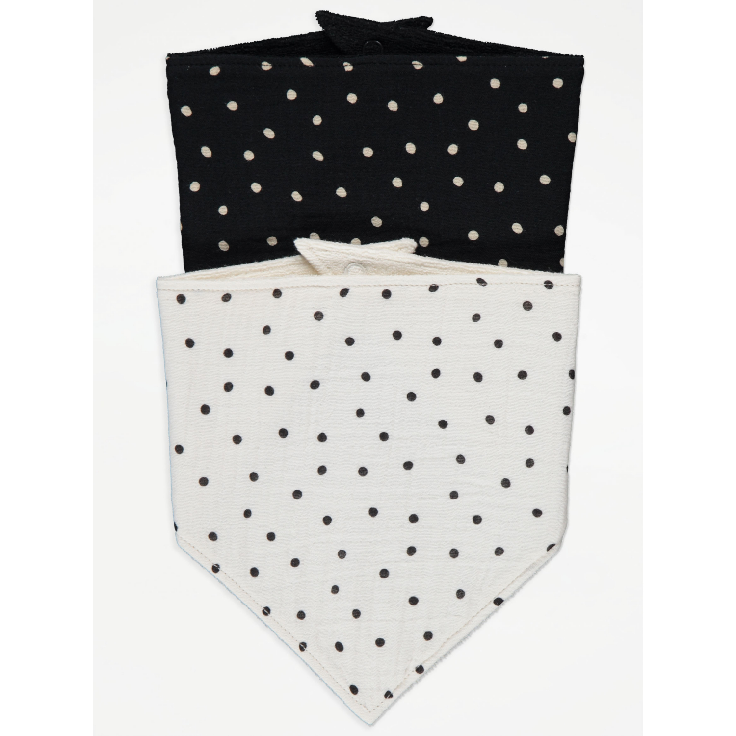 George White,Black Spotty Cheesecloth Dribble Bibs 2 Pack