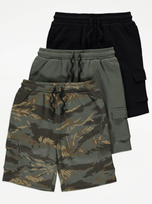 Cargo Jersey Shorts 3 Pack Kids at ASDA