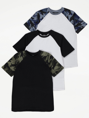 Camouflage Raglan T-Shirts 3 Pack | Kids | George at ASDA