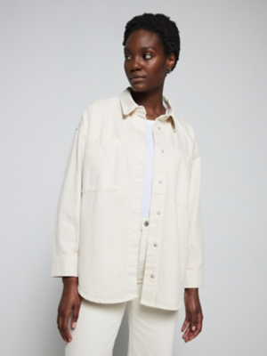Cream Oversized Denim Jacket Women at ASDA