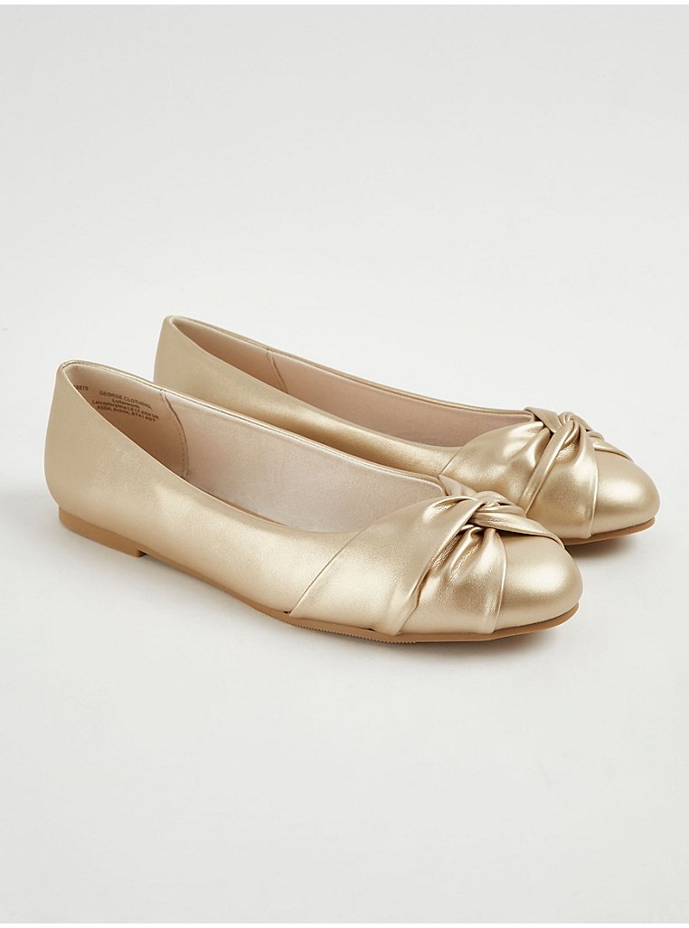 Gold Twist Front Ballet Shoes | Women | George at ASDA