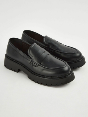 Black Wide Fit Chunky Loafers Women at ASDA