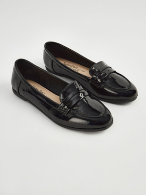 Black Patent Loafer Ballet Shoes Women at ASDA