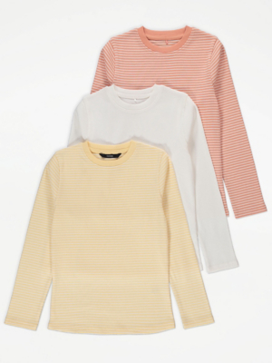 Striped Long Sleeve Tops 3 Pack Kids at ASDA