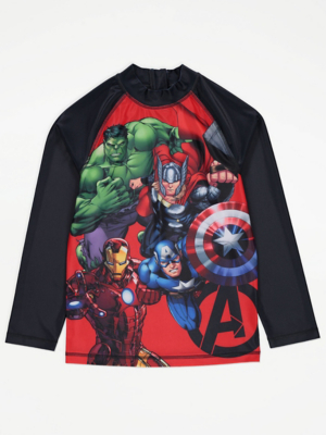 Marvel Avengers Long Sleeve Sunsafe Swim Top | Kids | George at ASDA