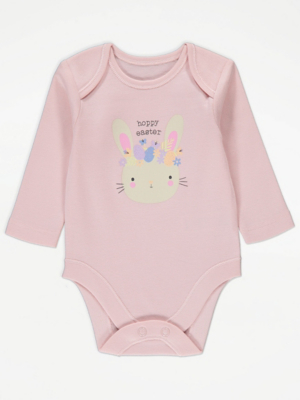 Pink Hoppy Easter Bunny Bodysuit Baby at ASDA