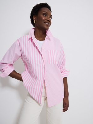 pink and white striped womens shirt