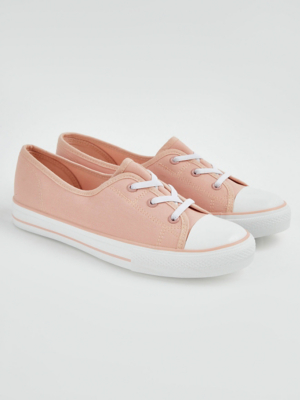 Pink Lace Up Canvas Pumps Women at ASDA