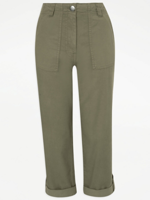 Cassie Cheesecloth Cotton Trousers (Khaki) main image 1