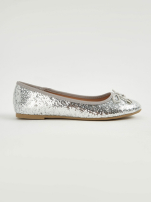 Silver Glitter Ballet Shoes Kids at ASDA