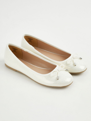 White Glitter Bow Ballet Shoes | Kids | George at ASDA