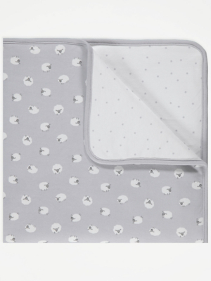 Grey Reversible Baby Blanket Baby at ASDA