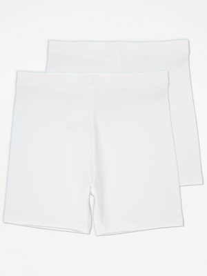 White Cycle Shorts 2 Pack Kids at ASDA