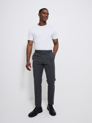 Charcoal Slim Fit Formal Trousers Men at ASDA