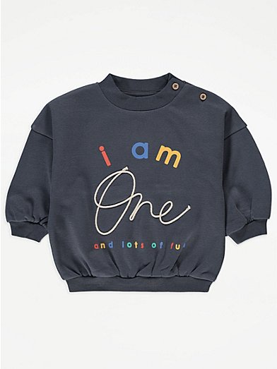 Grey Cute Crew Slogan Sweatshirt, Baby