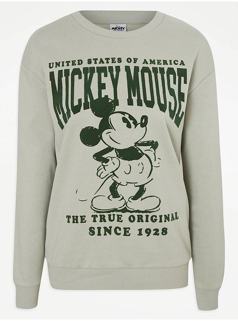 Disney Mickey Mouse Green Slogan Sweatshirt, Women
