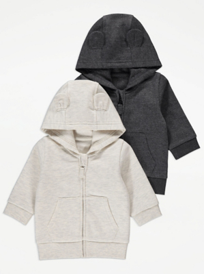 Zip Through Hoodies 2 Pack Baby at ASDA