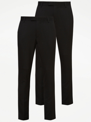 Black Slim Fit Formal Trousers Pack