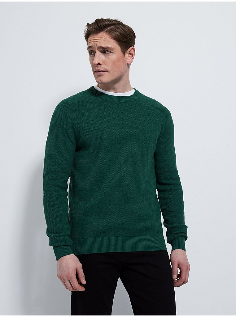 Jade Green Textured Knitted Jumper | Men | George at ASDA