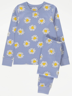 Light Blue Daisy Long Sleeve Pyjamas | Kids | George at ASDA