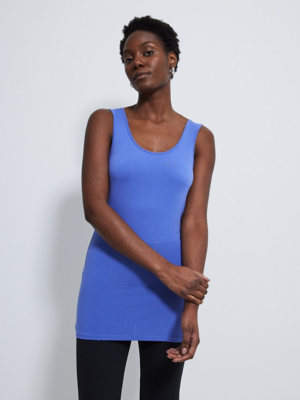 Blue Fitted Longline Vest Women at ASDA
