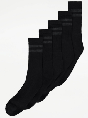 River Island Grey 5 Pack Ribbed Ankle Mens Socks
