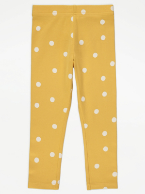 Mustard Spotty Leggings Kids at ASDA