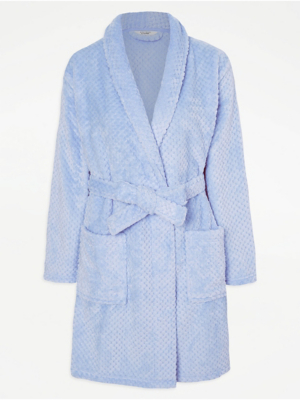 Light Blue Waffle Fleece Dressing Gown Lingerie at ASDA