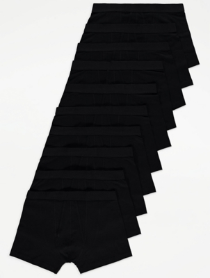 Black AFront Boxers 10 Pack Men at ASDA