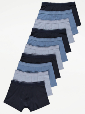Blue AFront Trunks 10 Pack Men at ASDA
