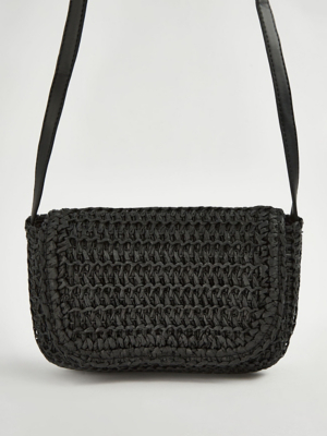 Black Straw Cross Body Bag Women at ASDA