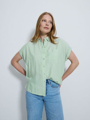 ADAY Women’s Something Borrowed Green Hi-Low Hem Stretch Shirt Size XS main image 0