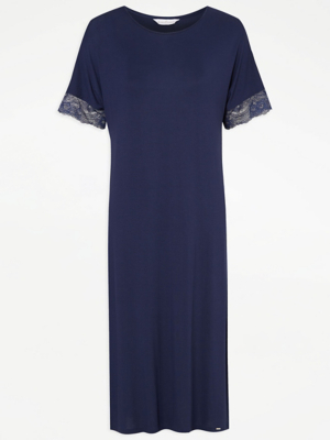 Lace Trim Asda Ladies Nighties Entice Navy Lace Trim Nightdress